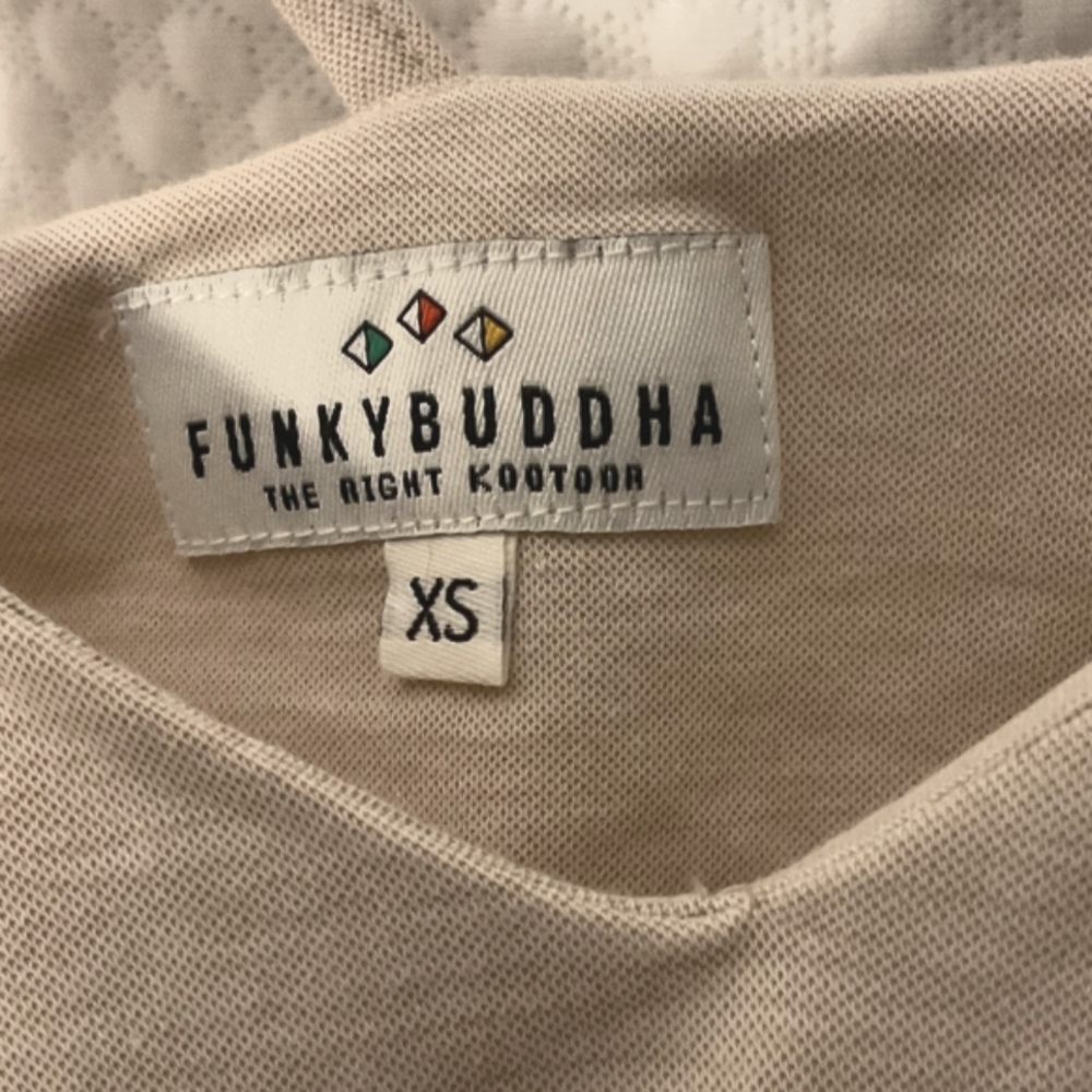 FUNKY BUDDHA Unique  Asymmetrical Orange & Tan Midi Dress* Super Cute - Picture 5 of 6